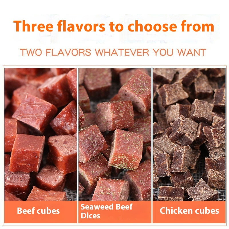 "Wholesale Dried Beef & Chicken Cubes – Tasty Dog Training Snacks & Rewards!"